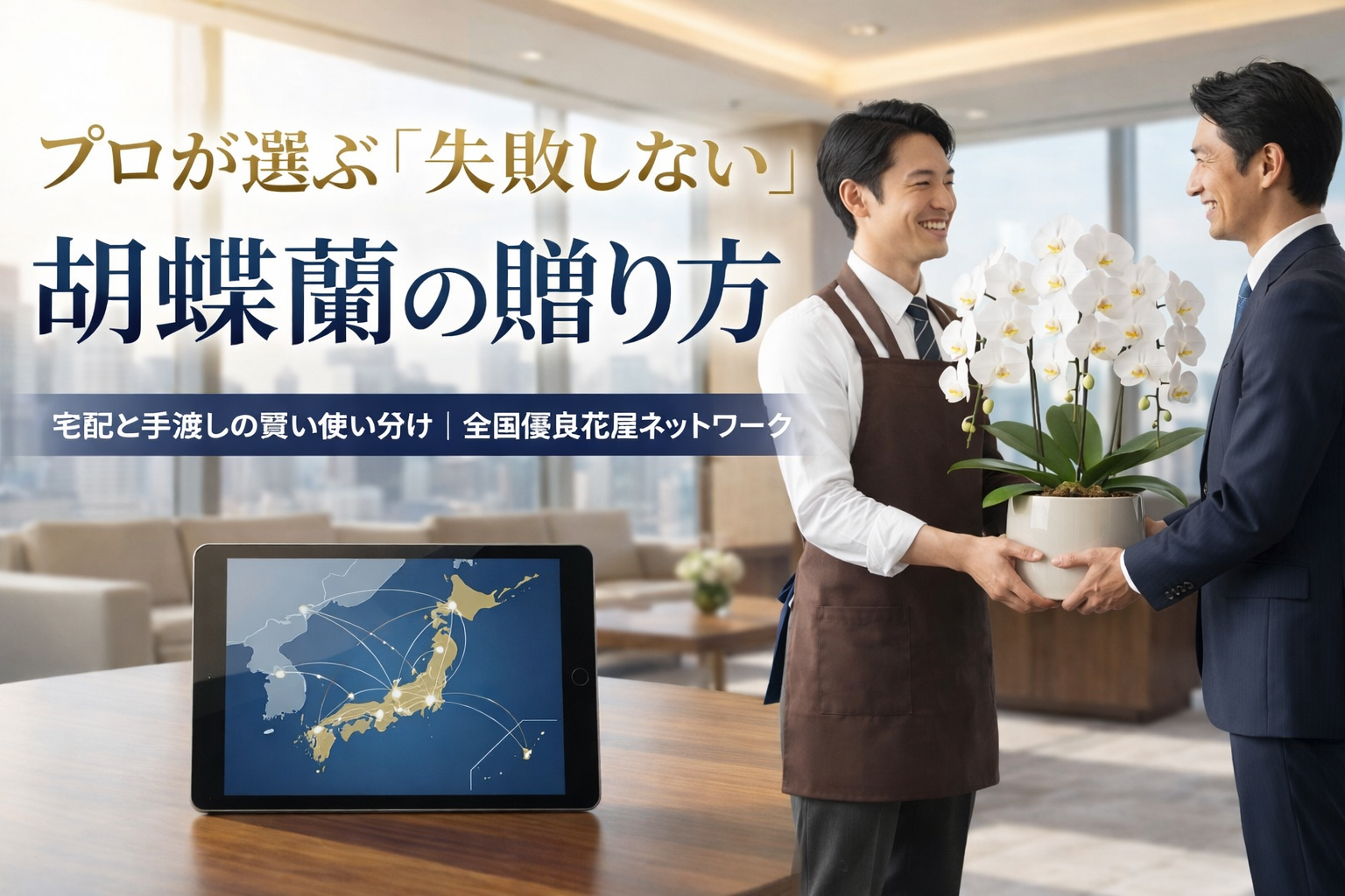 胡蝶蘭の贈り方を紹介するビジュアル